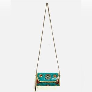 Antik Kraft Turquoise and Red Crossbody Bag